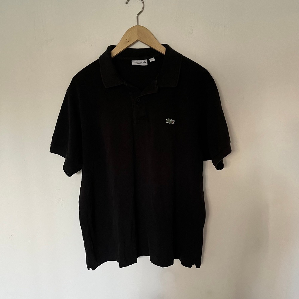 Lacoste Classic Fit Black Cotton Pique Polo Shirt Mens XL FR 6 Short Sleeve
